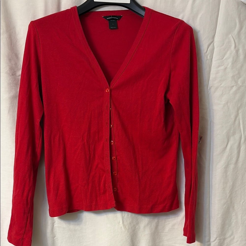 Moda International Vibrant Red Cotton Top